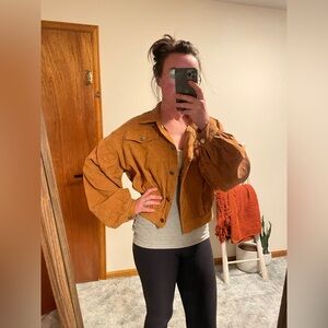 Puffy Sleeve Corduroy Button Up Jacket